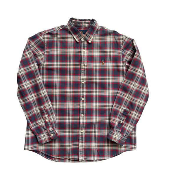 Polo Ralph Lauren Shirt Mens XL Blue Red Oxford Plaid Classic Fit Preppy Cotton - Picture 13 of 13